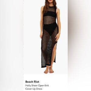 Beach Riot Black Mesh holy sheet open knit coverup dress NWT